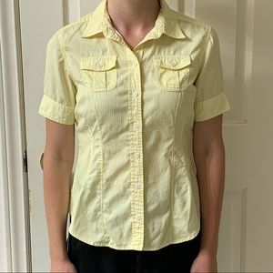 🌷3 for$25🌷Banana Republic, US SP, Yellow & White Stripe Short Sleeve Shirt